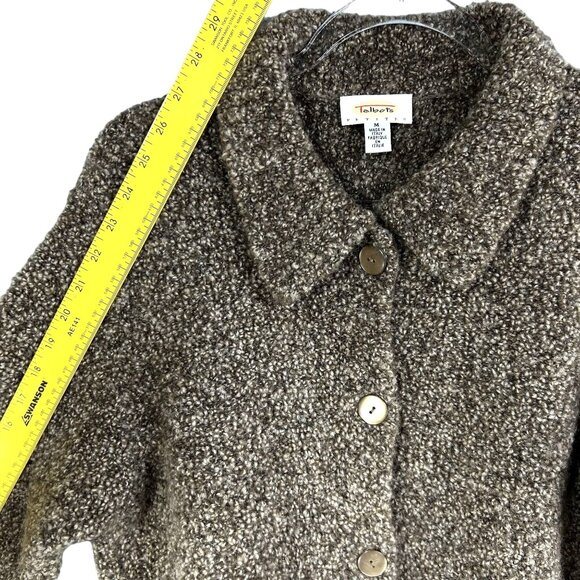 Talbots Womens M Wool Cardigan Made In Italy Marled Brown Grandmacore Timeless - Picture 11 of 16